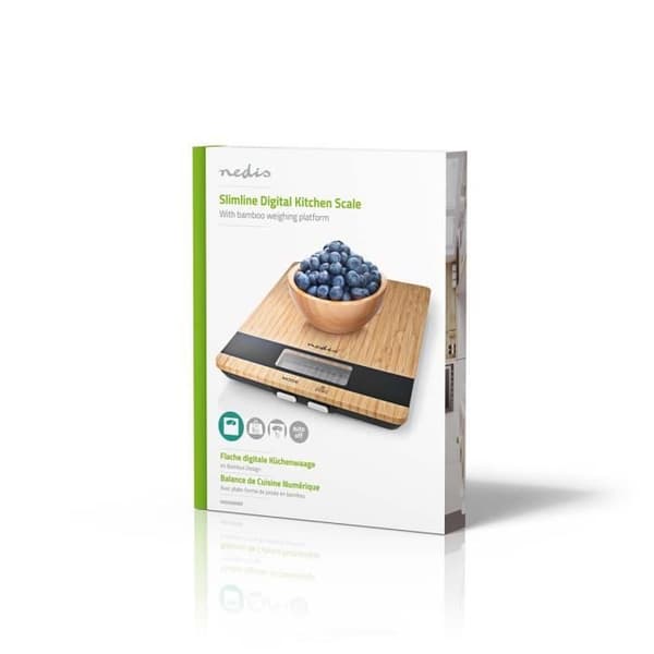 Digital köksvåg i äkta bambu - NEDIS - KASC600WD - Kapacitet på 5 kg - Tarefunktion