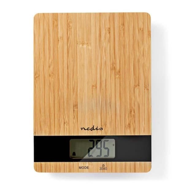 Digital köksvåg i äkta bambu - NEDIS - KASC600WD - Kapacitet på 5 kg - Tarefunktion