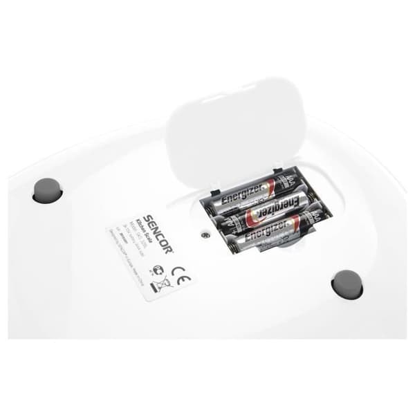 Elektronisk köksvåg - SENCOR SKS30WH - Tare-funktion - Bakgrundsbelyst LCD-display - 5 kg - Vit