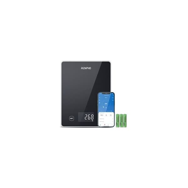 Köksvåg - RENPHO - Calibra 1L T001 - Bluetooth - 10kg - Svart glas