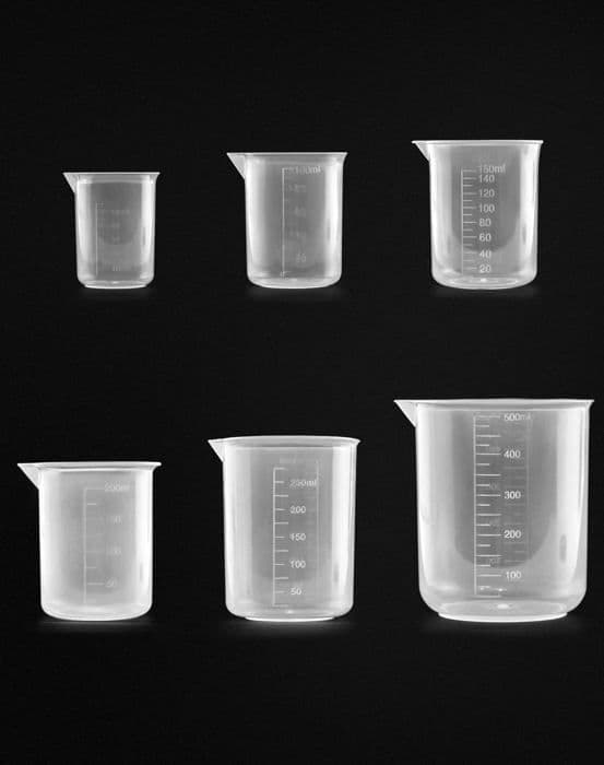 Qwork - WD6315 - 6 st Transparent plastbägare 50ml 100ml 150ml 200ml 250ml 500ml för kök och laboratorium