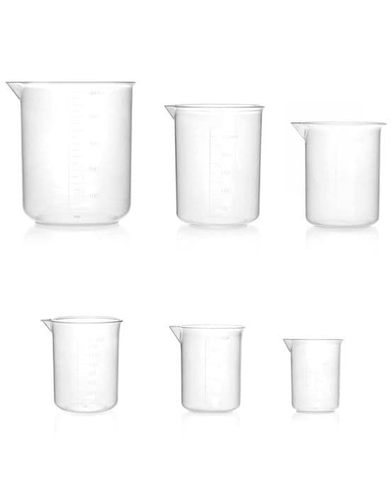 Qwork - WD6315 - 6 st Transparent plastbägare 50ml 100ml 150ml 200ml 250ml 500ml för kök och laboratorium