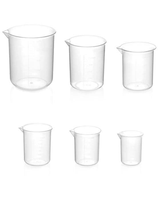 Qwork - WD6315 - 6 st Transparent plastbägare 50ml 100ml 150ml 200ml 250ml 500ml för kök och laboratorium