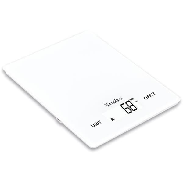 Köksvåg elektronisk - TERRAILLON - Smart USB-C Vit - Kapacitet 5 kg - Indelning 1 g - Glasplatta