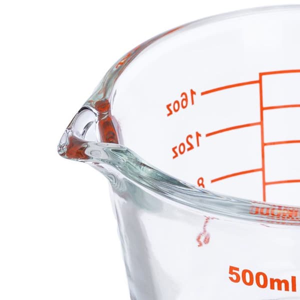 Relaxdays Mätglas, 500 ml, värmebeständig, för mikrovågsugn, graderad ml, oz, amerikanska koppar, transparent