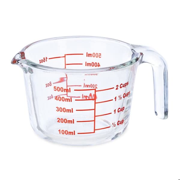 Relaxdays Mätglas, 500 ml, värmebeständig, för mikrovågsugn, graderad ml, oz, amerikanska koppar, transparent
