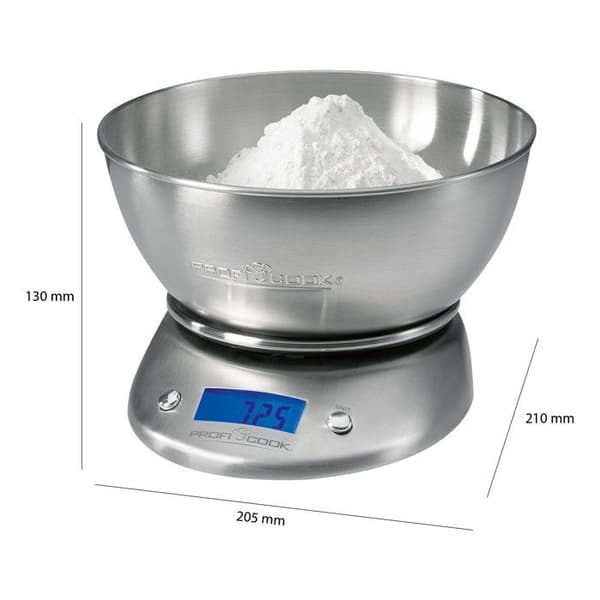 PROFICOOK PC-KW 1040 elektronisk köksvåg - Kapacitet 5 kg - LCD-skärm - Tarafunktion - Grå