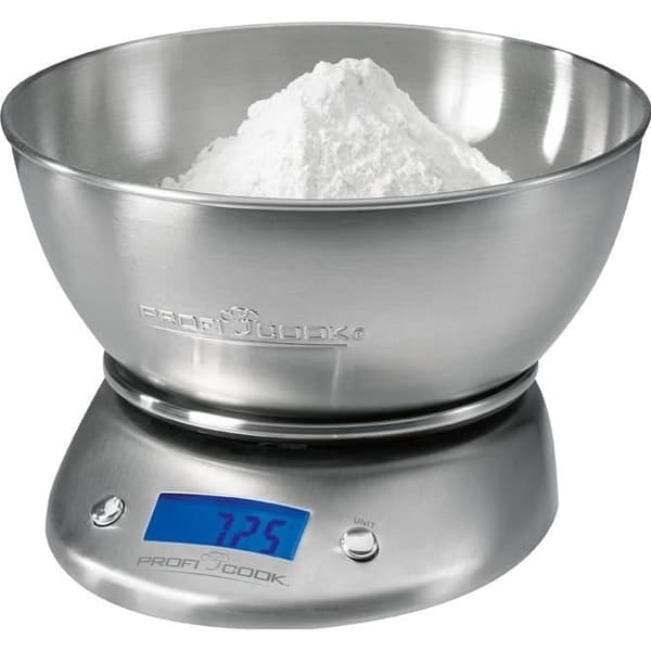 PROFICOOK PC-KW 1040 elektronisk köksvåg - Kapacitet 5 kg - LCD-skärm - Tarafunktion - Grå