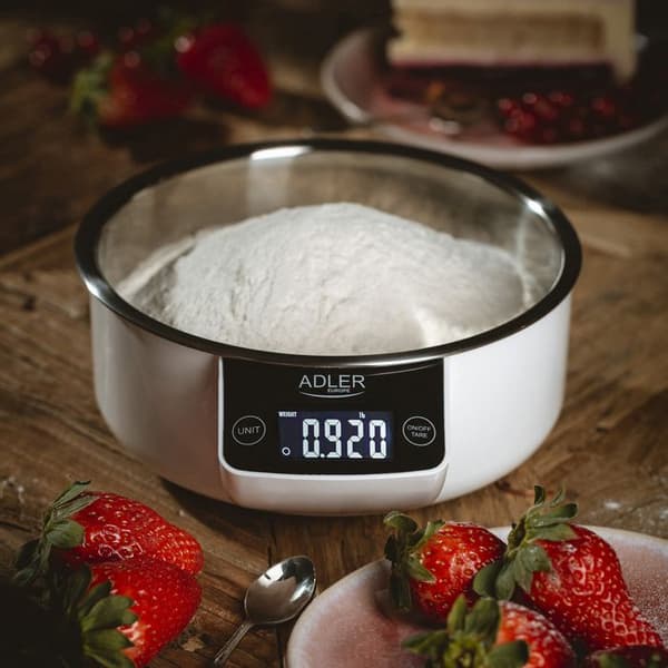 Digital köksvåg med skål, 900 ml, 5 kg (11 lb) TARE Adler AD 3166 Vit