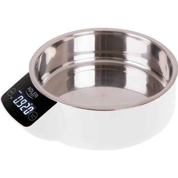 Digital elektronisk köksvåg med skål, 900 ml, 5 kg (11 lb) TARE Adler AD 3166 Blanco