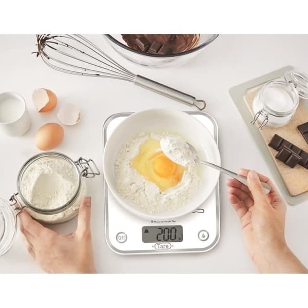 TEFAL BC5135V0 Optiss pressad som en citron, 5 kg/1g gradering, dekorerad glasplattform, vätskefunktion, tara