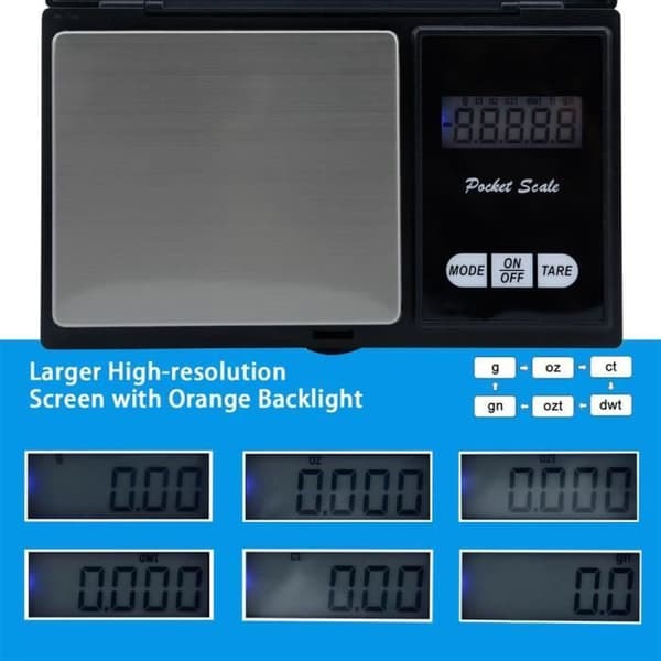 Intirilife Fine Digital Våg 500 g i SVART - Elektronisk fickvåg med tarafunktion och LCD-display