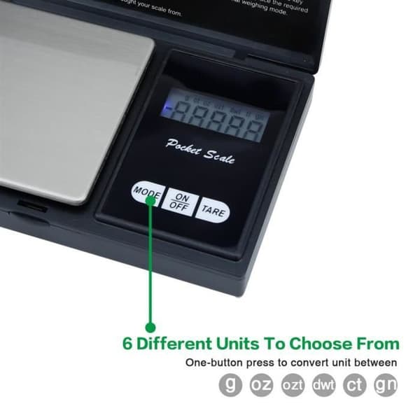Intirilife Fine Digital Våg 500 g i SVART - Elektronisk fickvåg med tarafunktion och LCD-display