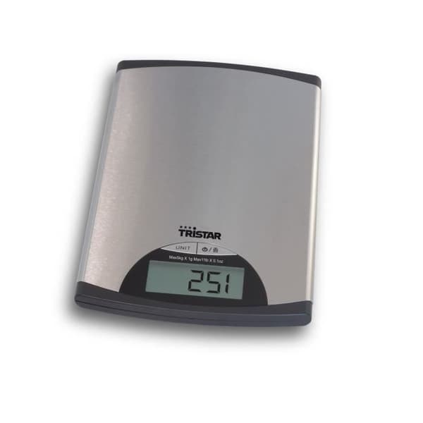 Tristar elektronisk köksvåg - 5 kg - hög precision - mätskål ingår - grå
