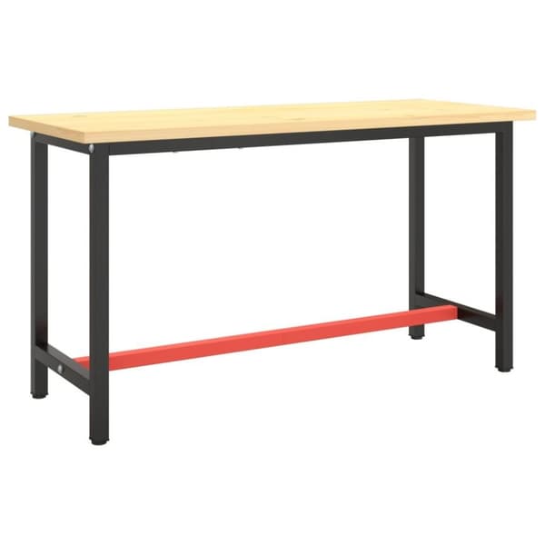 vidaXL stel til arbejdsbænk 140x50x79 cm metal mat sort og mat rød