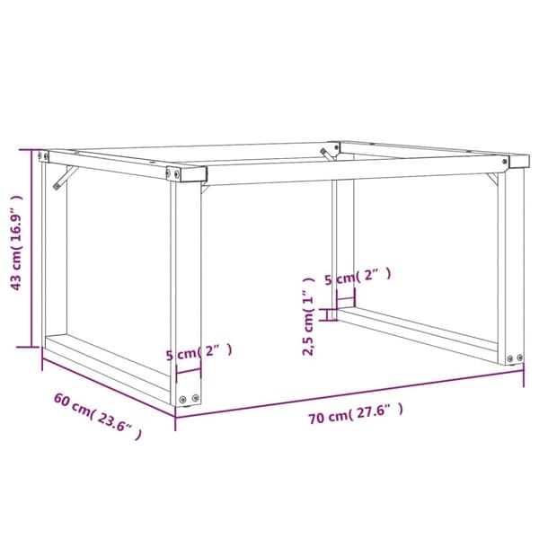 vidaXL Ben for salongbord O-ramme 70x60x43 cm stål