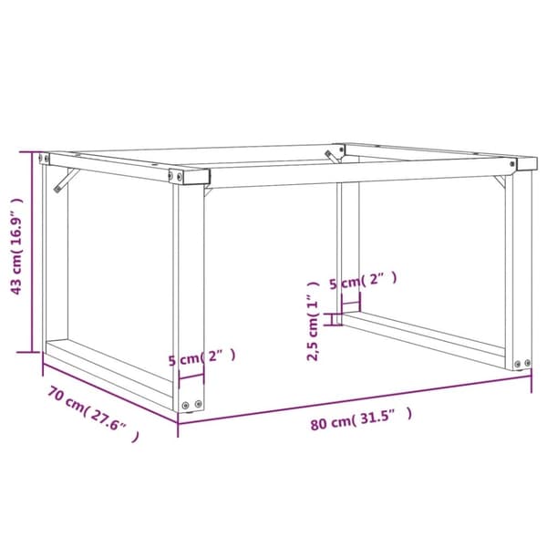 vidaXL Sohvapöydän jalat O-muoto 80x70x43 cm terästä