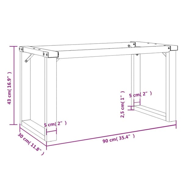 vidaXL Bordsben för soffbord O-ram 90x30x43 cm gjutjärn
