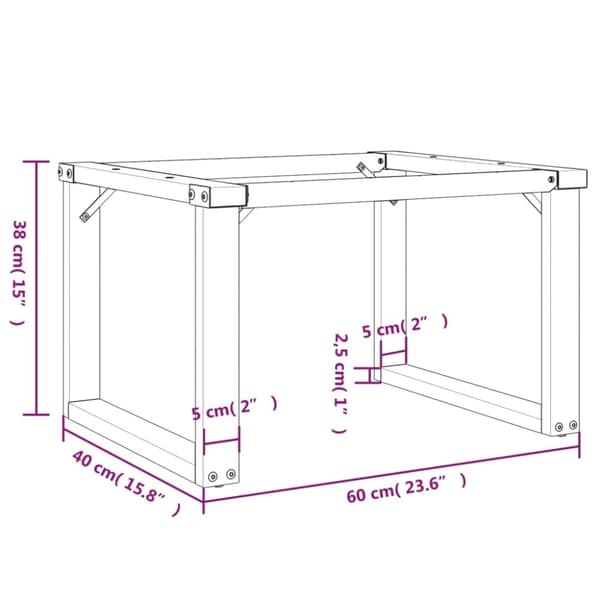 vidaXL Bordsben för soffbord O-ram 60x40x38 cm gjutjärn