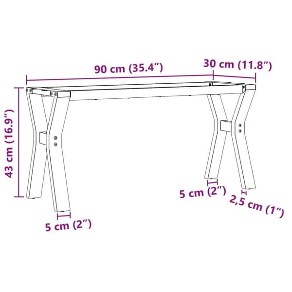 vidaXL Sohvapöydän jalat Y-muoto 90x30x43 cm terästä