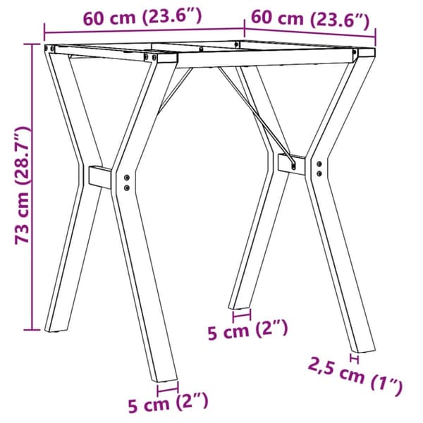vidaXL Ben for spisebord Y-ramme 60x60x73 cm stål