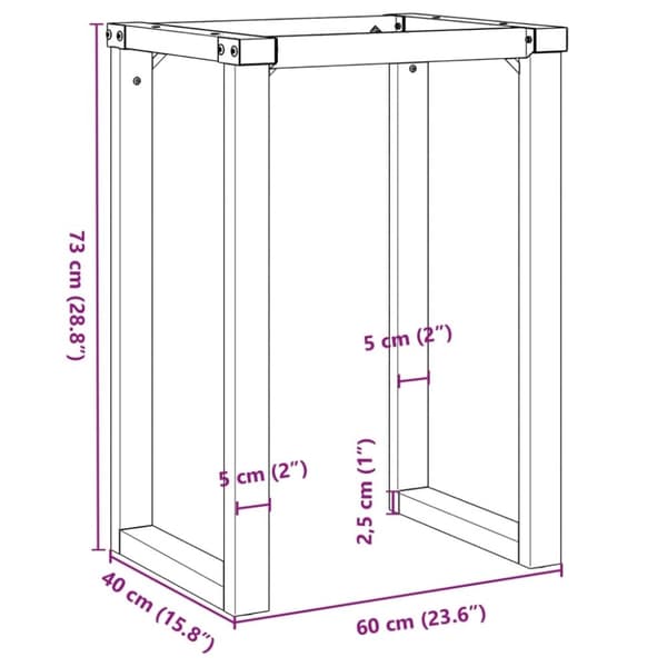 vidaXL Bordsben för matbord O-ram 60x40x73 cm gjutjärn