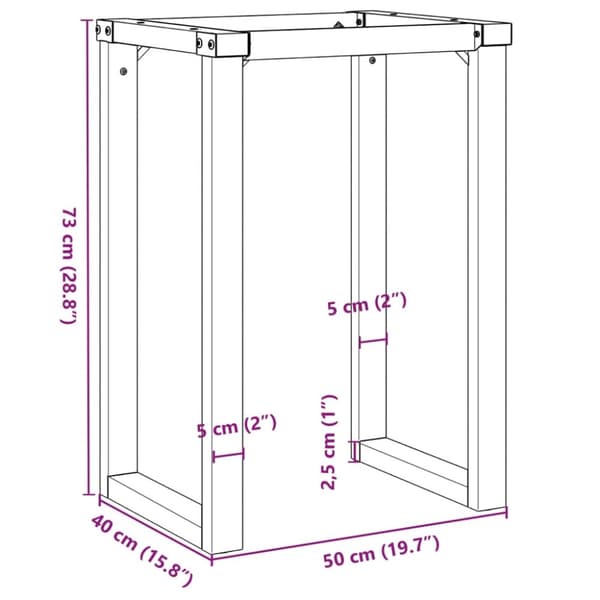 vidaXL Bordsben för matbord O-ram 50x40x73 cm gjutjärn