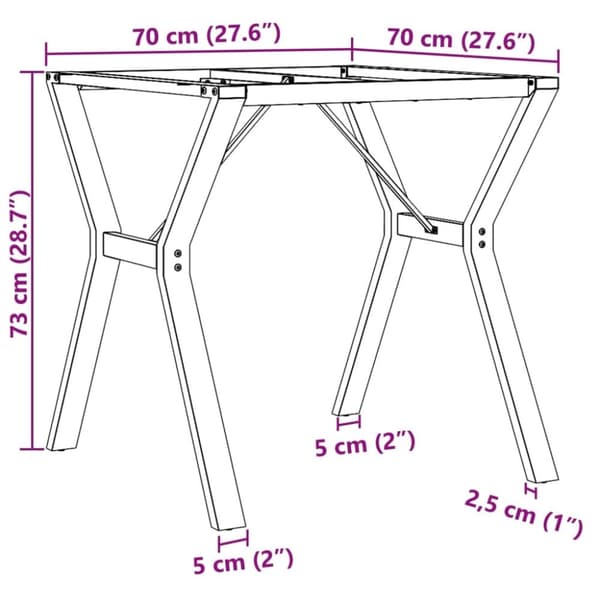 vidaXL bordben til spisebord 70x70x73 cm Y-stel støbejern