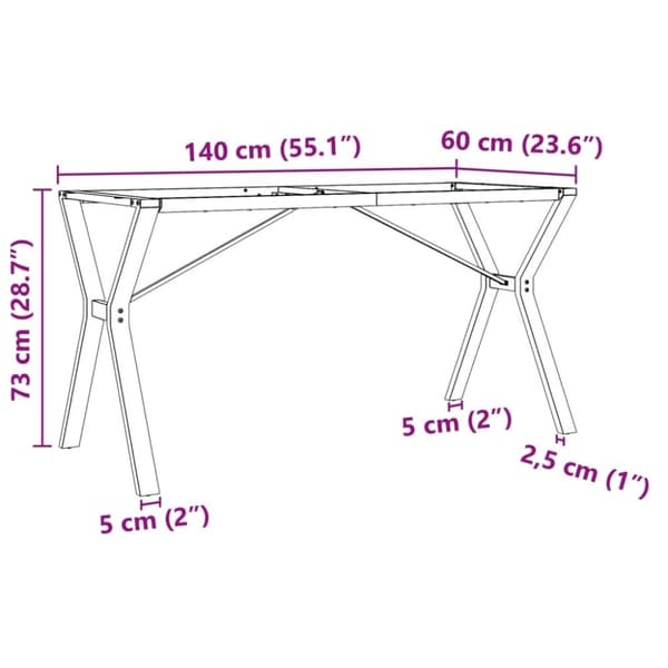 vidaXL Bordsben för matbord Y-ram 140x60x73 cm gjutjärn
