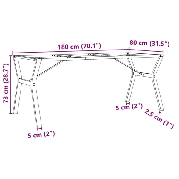 vidaXL Ruokapöydän jalat Y-muoto 180x80x73 cm terästä