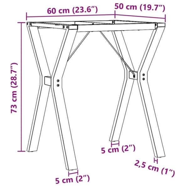 vidaXL Ben for spisebord Y-ramme 60x50x73 cm stål