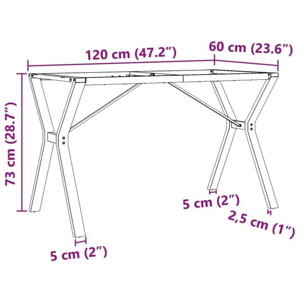 vidaXL Ruokapöydän jalat Y-muoto 120x60x73 cm terästä