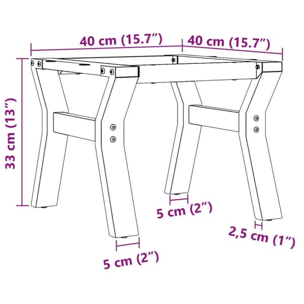 vidaXL Ben for salongbord Y-ramme 40x40x33 cm stål