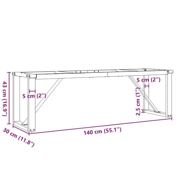 vidaXL Sohvapöydän jalat O-muoto 140x30x43 cm terästä