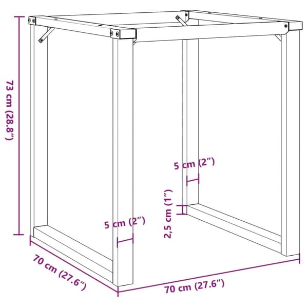 vidaXL Ruokapöydän jalat O-muoto 70x70x73 cm terästä