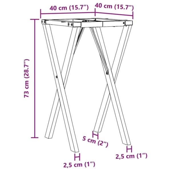 vidaXL Ben for spisebord X-ramme 40x40x73 cm stål