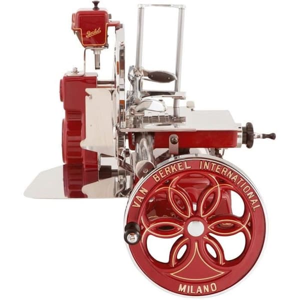 Berkel - Ratt B114 - Röd Berkel med gulddekor - Blommig ratt + rött skärlock + skinktång + piedestal