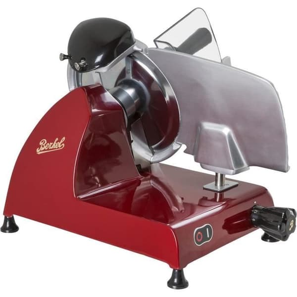 BERKEL - Red Line 250 Slicer + Ash och rostfritt stål skärbräda (röd)