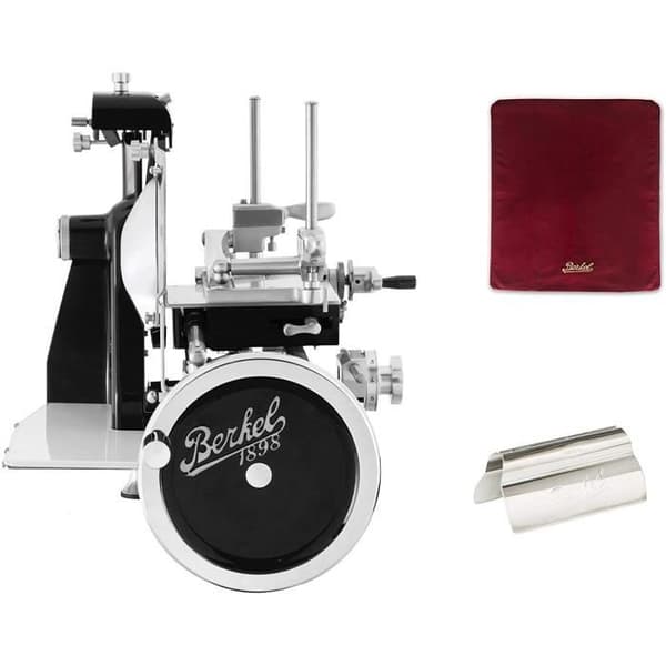 Berkel - B3-ratt - Svart med silverdekorationer - Komplett ratt + rött skärlock + skinkklämma