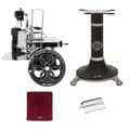 Miniatyrbild 1 av 4: Berkel - B114 Svänghjul - Svart med silverdekorationer - Flower Svänghjul + Röd Slicer Cover + Skinktång + Fot