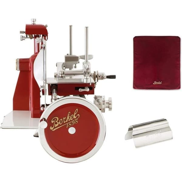 Berkel - Ratt B2 - Röd Berkel med gulddekor - Komplett ratt + rött skärlock + skinktång