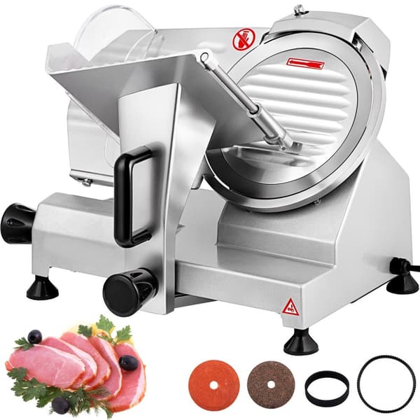 30st/min halvautomatisk elektrisk köttskärare med 20,3cm blad, 0-12mm justerbar skivtjocklek, stor kapacitet, säker design