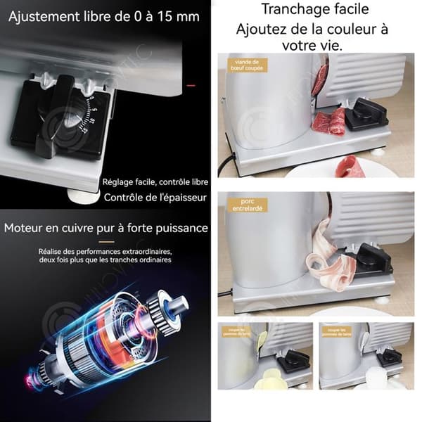 INN Slicer 38x20x30cm 0-15mm 220V Små hushålls elektrisk köttkvarn Fruktskärare Grå nöt- och fårköttsskärare