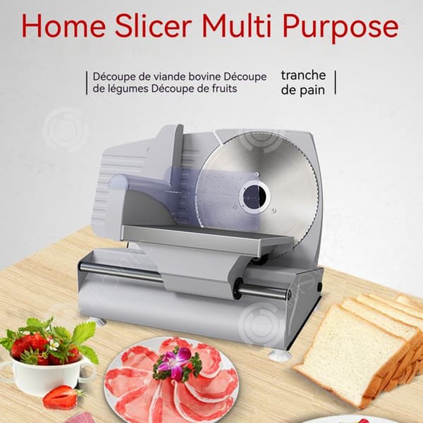 INN Slicer 38x20x30cm 0-15mm 220V Små hushålls elektrisk köttkvarn Fruktskärare Grå nöt- och fårköttsskärare