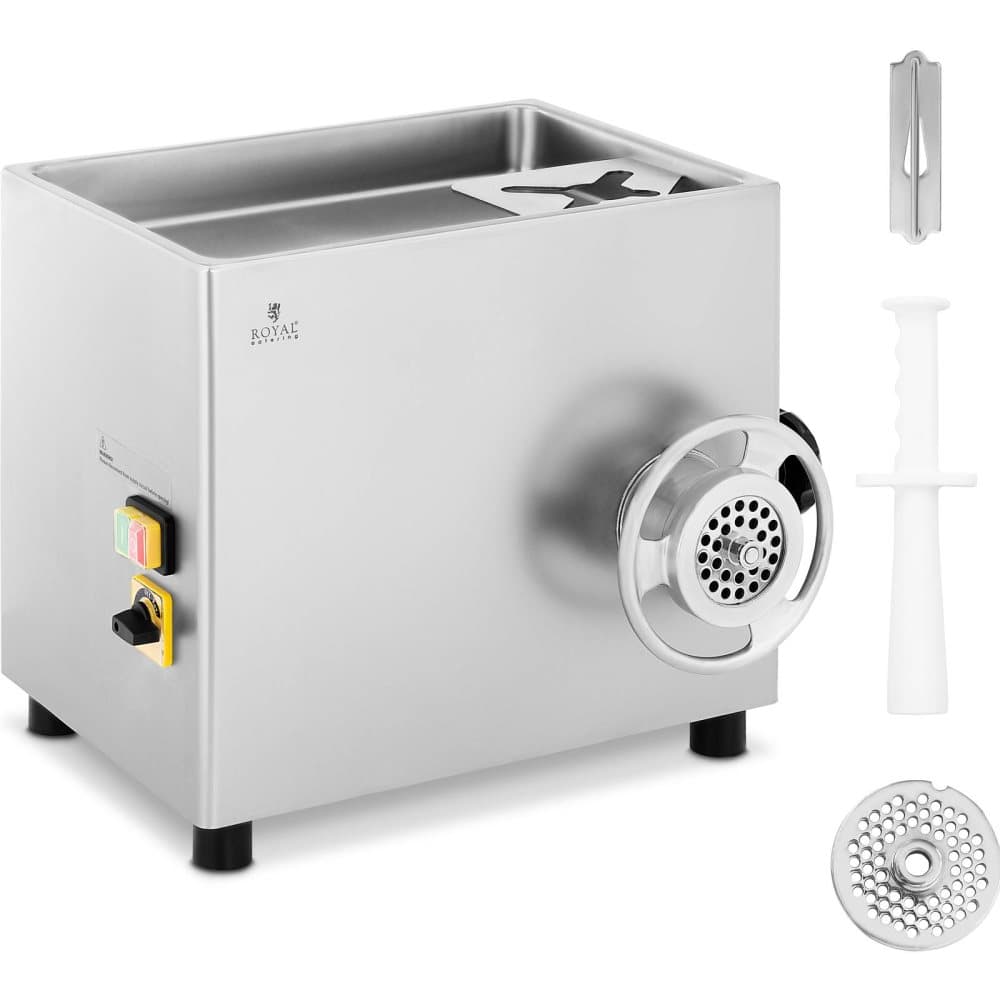 Royal Catering Elektrisk köttkvarn - Backfunktion - Rostfritt stål - 420 - 460 kg/h - royal_catering