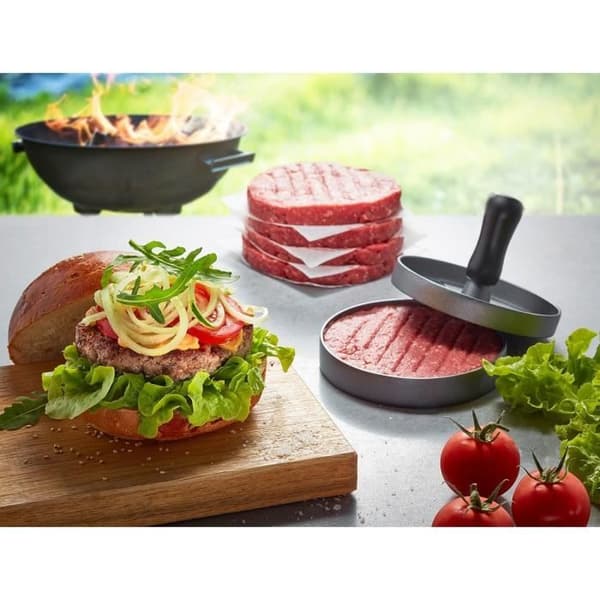 Hamburger Press - Gefu - Svart - Aluminium med pressgjuten zinkbeläggning och plasthandtag