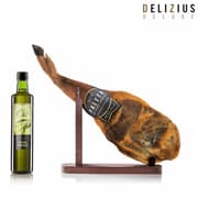 Sæt bestående af Iberisk Kornfodret Bov, Olivenolie og Skinkeholder Delizius Deluxe - 4-4,5 Kg
