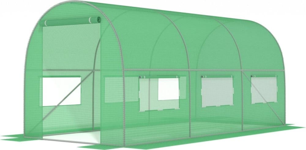 Folieväxthus med fönster 450x200x200 cm - Grönt - Trädgårdsväxthus