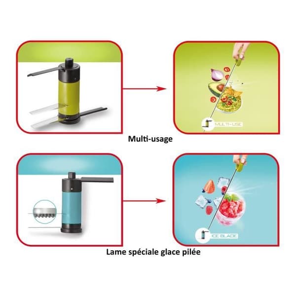 TEFAL Manuell hackare 5 sekunder, hackare set 900ml + iskniven K1321224