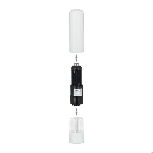 Relaxdays salt, peppar, kryddkvarn, keramisk kvarn, elektriskt set om 2 plast, batteridriven, svart/vit